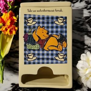 Vtg 1990 Winnie The Pooh Ceramic Yellow Tea Tissue Dispenser Honey Bees Embossed